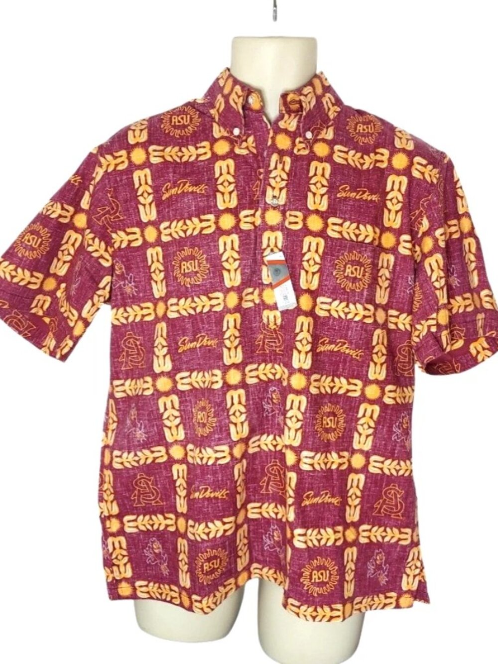 Arizona State Sun Devils Mens Shirt Size Small 3 Button V Neck Polo Reyn Spooner